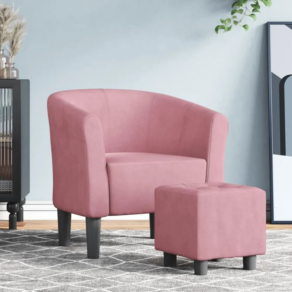Fauteuils Et Chaises-vidaXL Chaise cabriolet avec repose-pied velours Rose