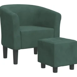 Fauteuils Et Chaises-vidaXL Chaise cabriolet avec repose-pied velours Vert foncé