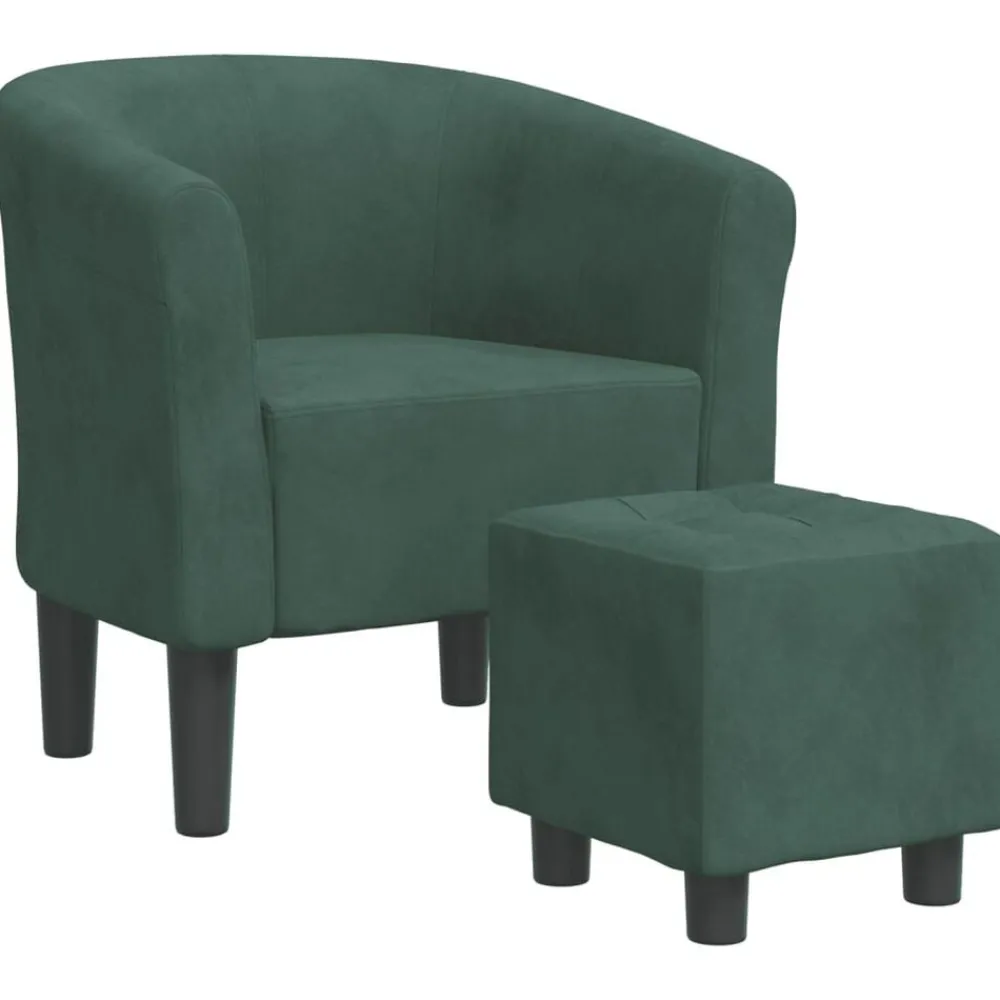 Fauteuils Et Chaises-vidaXL Chaise cabriolet avec repose-pied velours Vert foncé