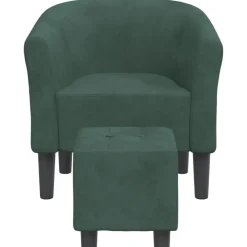 Fauteuils Et Chaises-vidaXL Chaise cabriolet avec repose-pied velours Vert foncé