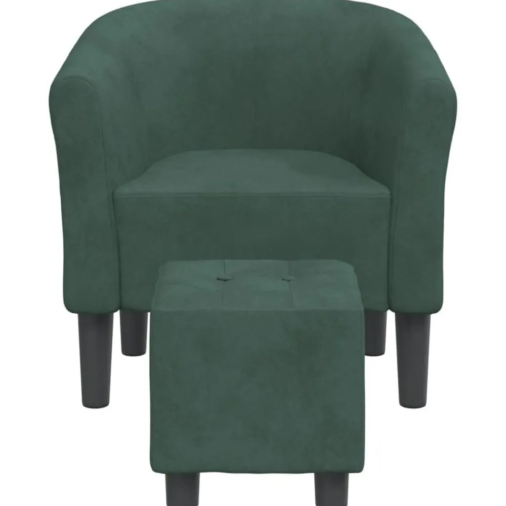 Fauteuils Et Chaises-vidaXL Chaise cabriolet avec repose-pied velours Vert foncé