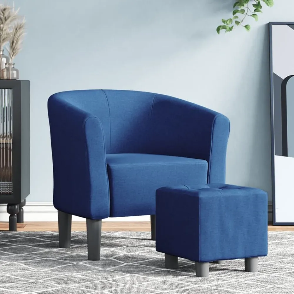 Fauteuils Et Chaises-vidaXL Chaise cabriolet avec repose-pied tissu Bleu