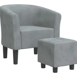 Fauteuils Et Chaises-vidaXL Chaise cabriolet avec repose-pied velours Gris foncé