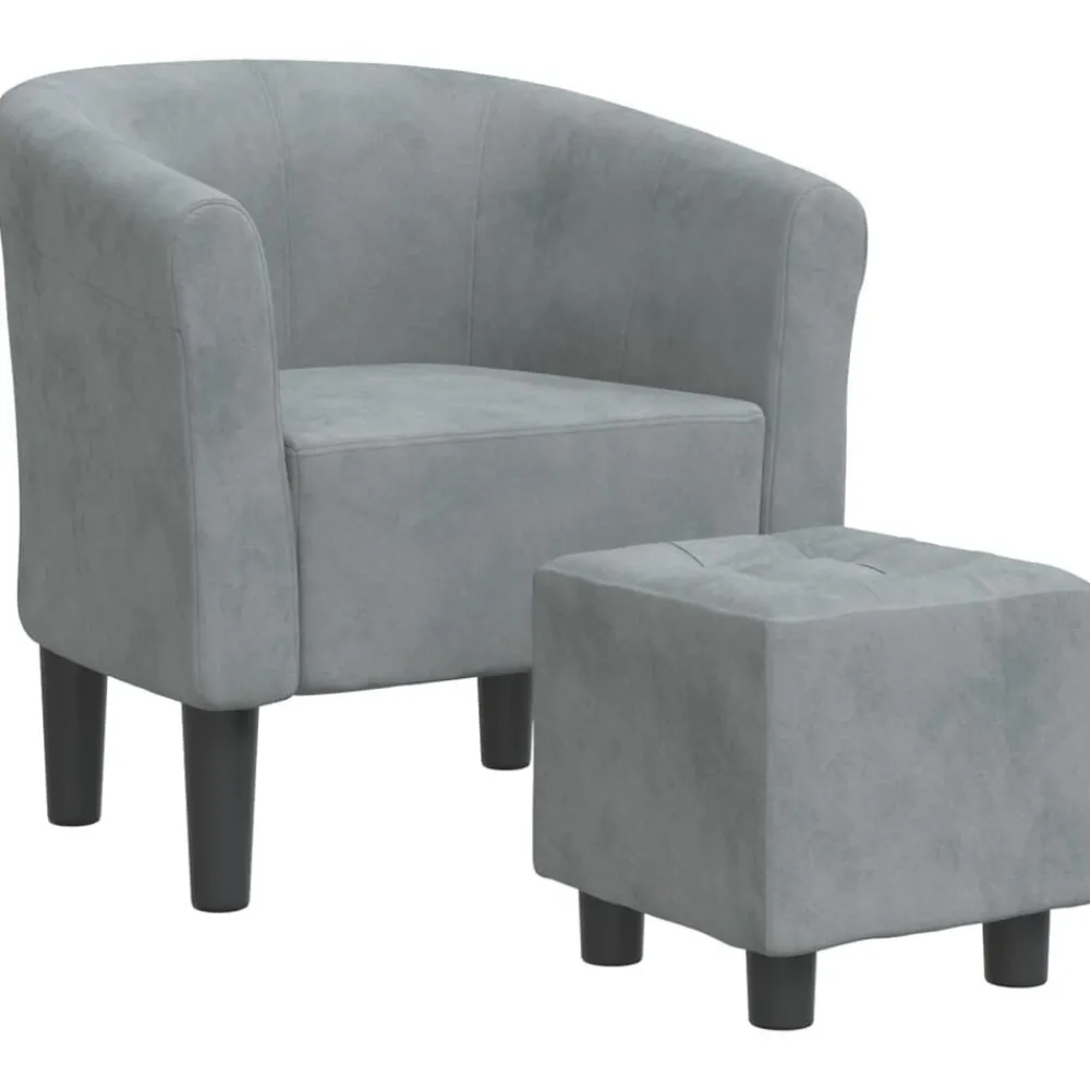 Fauteuils Et Chaises-vidaXL Chaise cabriolet avec repose-pied velours Gris foncé
