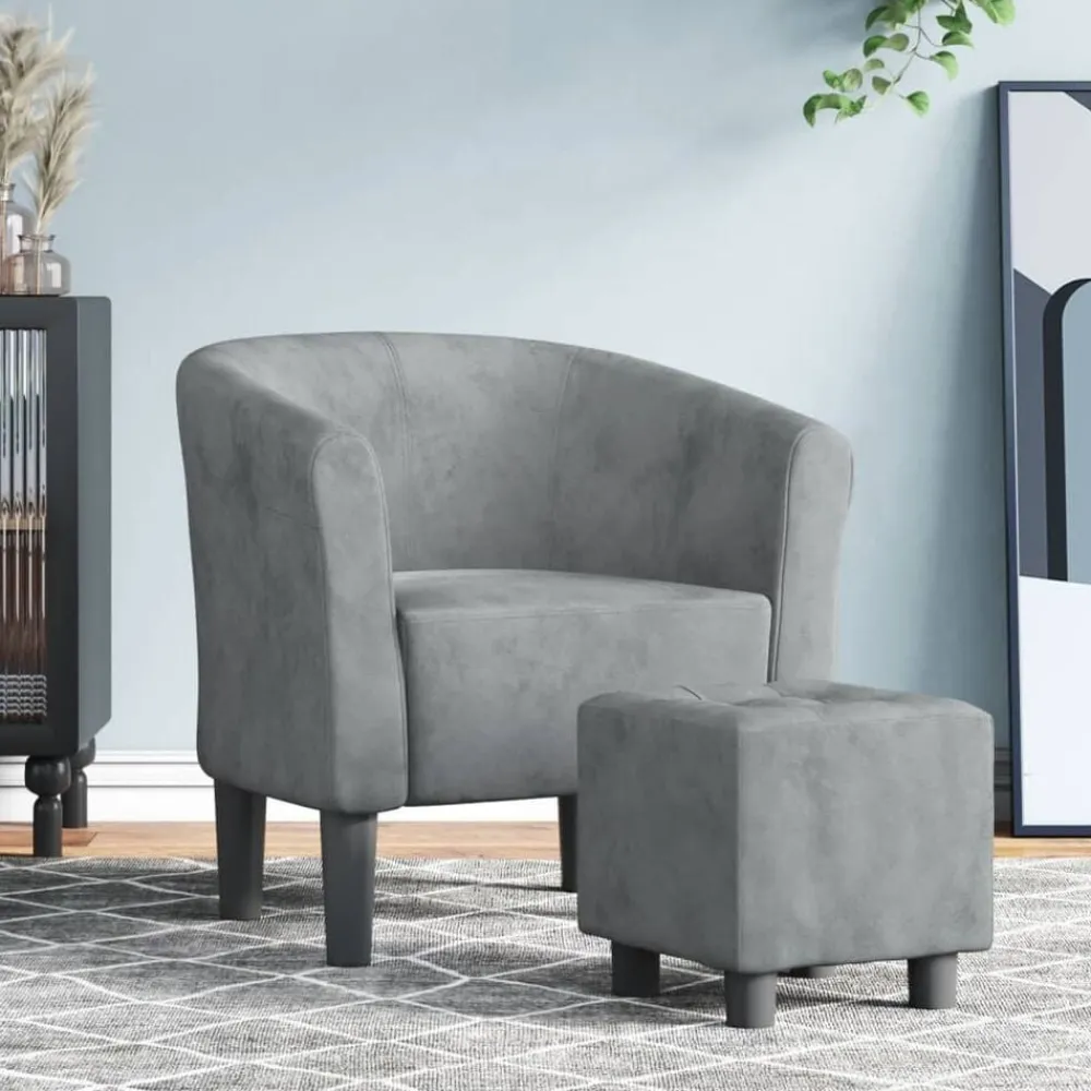 Fauteuils Et Chaises-vidaXL Chaise cabriolet avec repose-pied velours Gris foncé