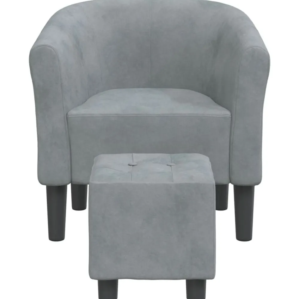 Fauteuils Et Chaises-vidaXL Chaise cabriolet avec repose-pied velours Gris foncé