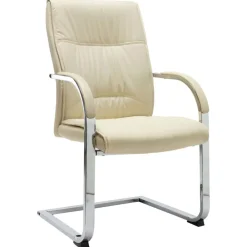 vidaXL Chaise de bureau cantilever Crème Similicuir