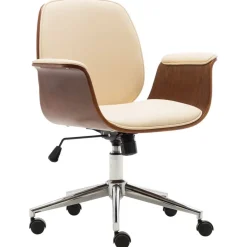 vidaXL Chaise de bureau Crème Bois courbé et similicuir