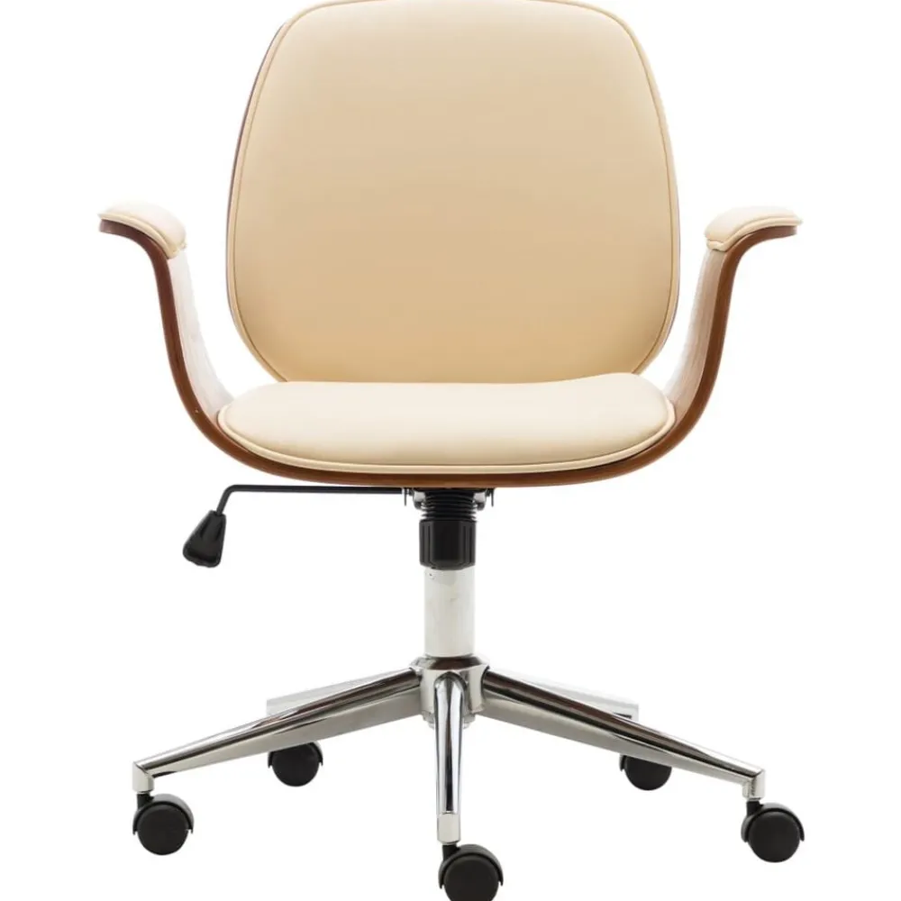 vidaXL Chaise de bureau Crème Bois courbé et similicuir