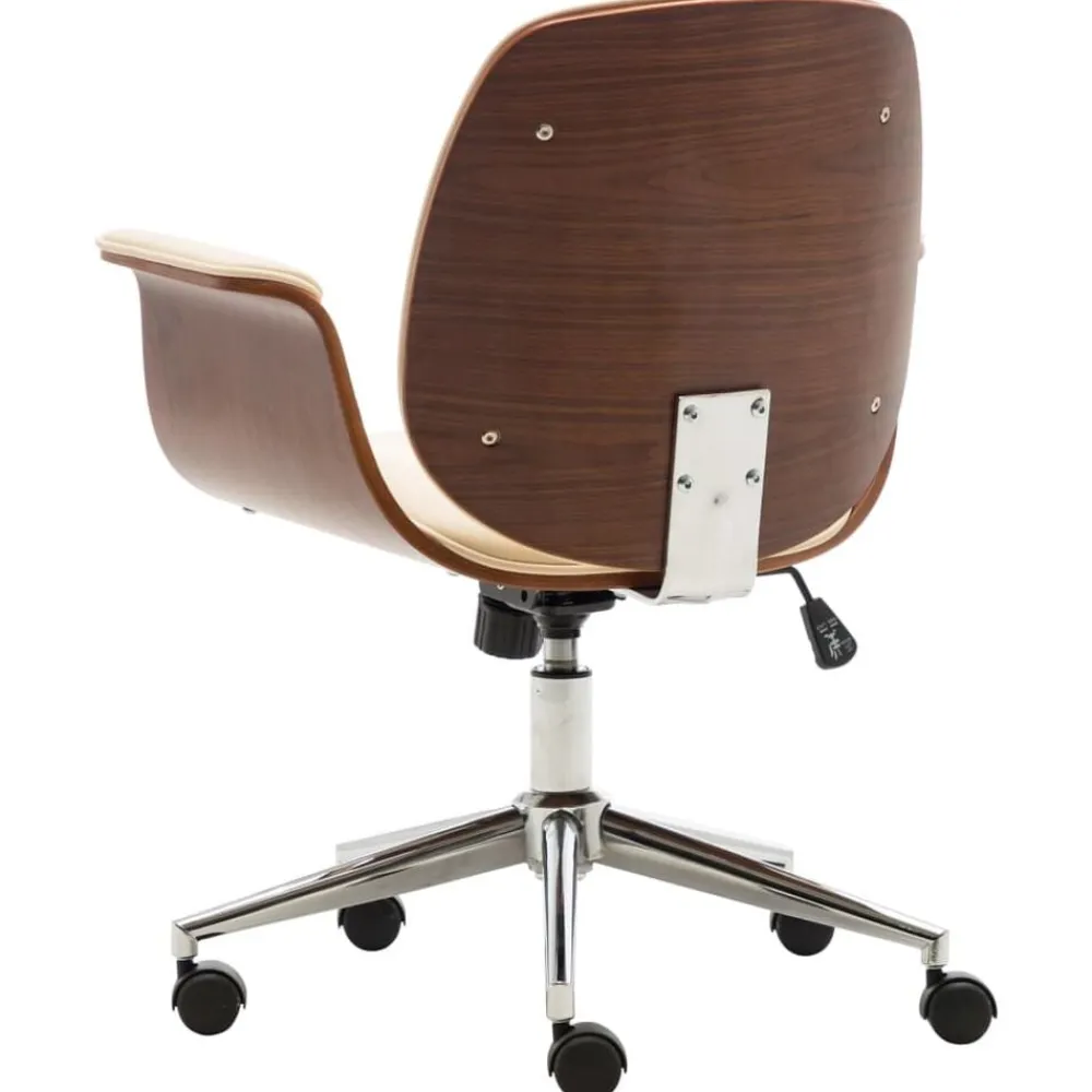 vidaXL Chaise de bureau Crème Bois courbé et similicuir