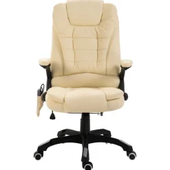 Meubles De Bureau-vidaXL Chaise de bureau de massage Crème Similicuir Cr&egrave;me