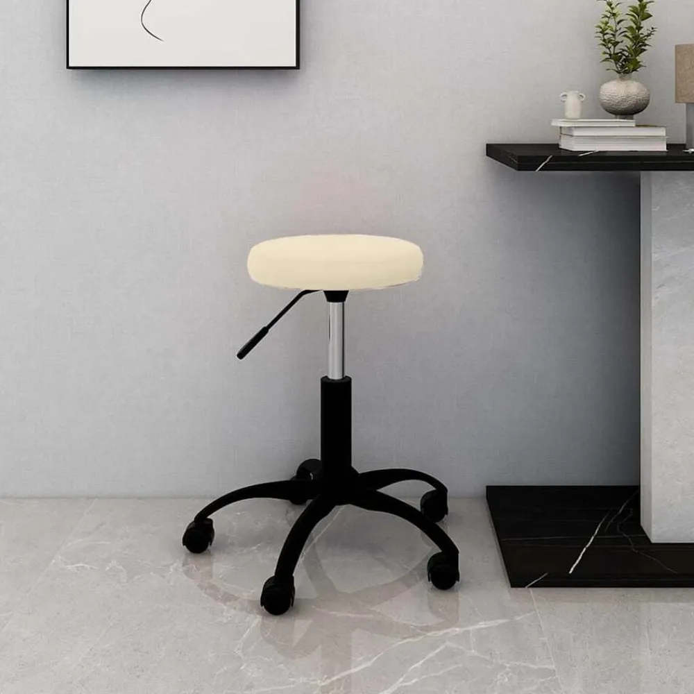 vidaXL Chaise de bureau pivotante crème velours