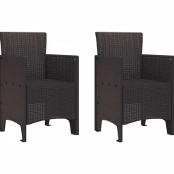 vidaXL Chaise de jardin 2 pcs Marron 53 x 49 x 85 cm Polypropylène
