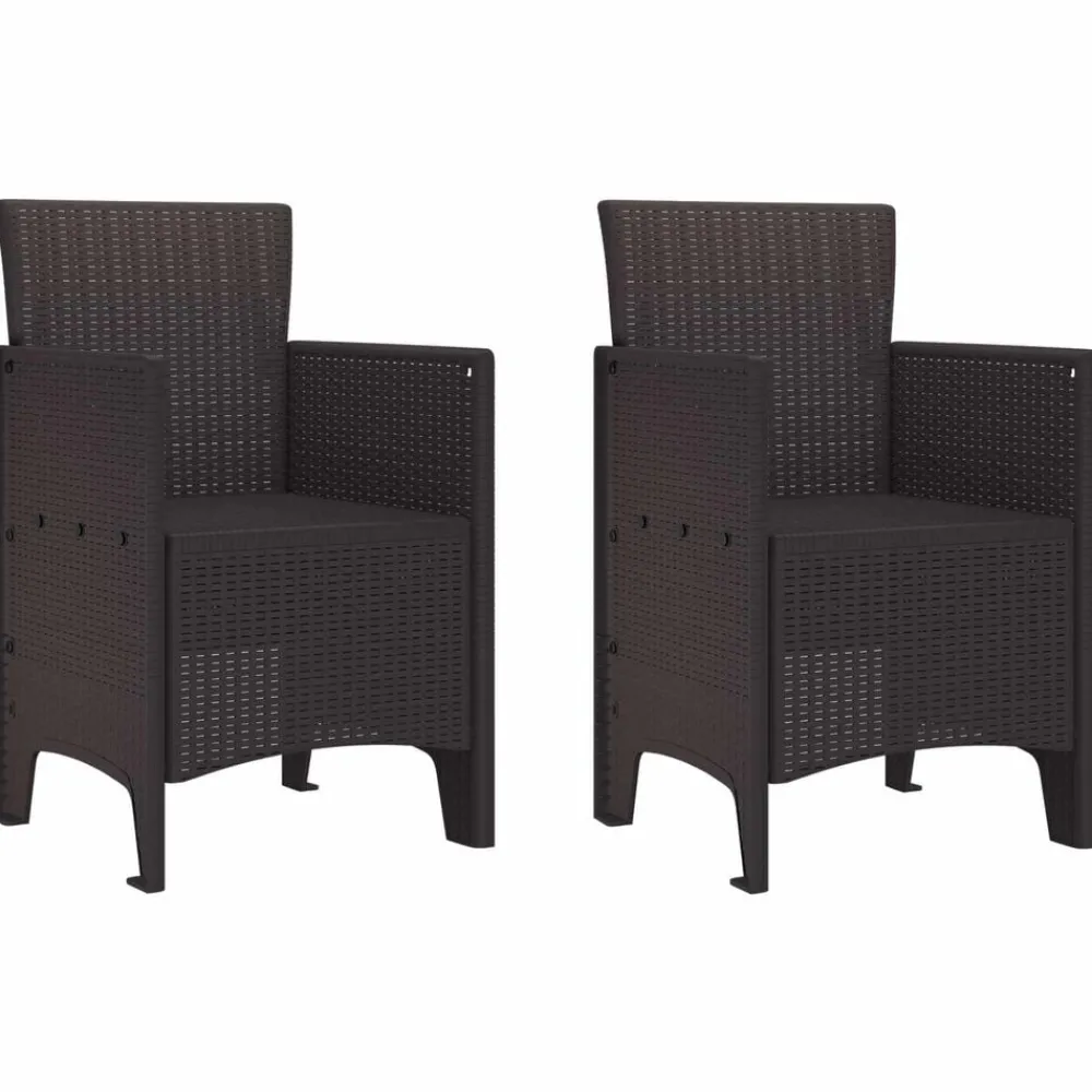 vidaXL Chaise de jardin 2 pcs Marron 53 x 49 x 85 cm Polypropylène