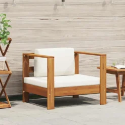 Mobilier De Jardin-vidaXL Chaise de jardin avec coussin Crème Bois d'acacia solide Cr&egrave;me