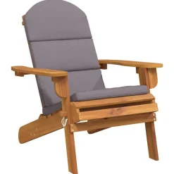 Mobilier De Jardin-vidaXL Chaise de jardin Adirondack avec coussins bois massif d'acacia Marron et gris