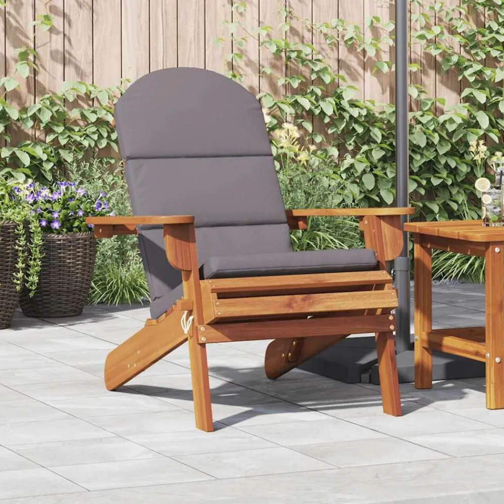 Mobilier De Jardin-vidaXL Chaise de jardin Adirondack avec coussins bois massif d'acacia Marron et gris