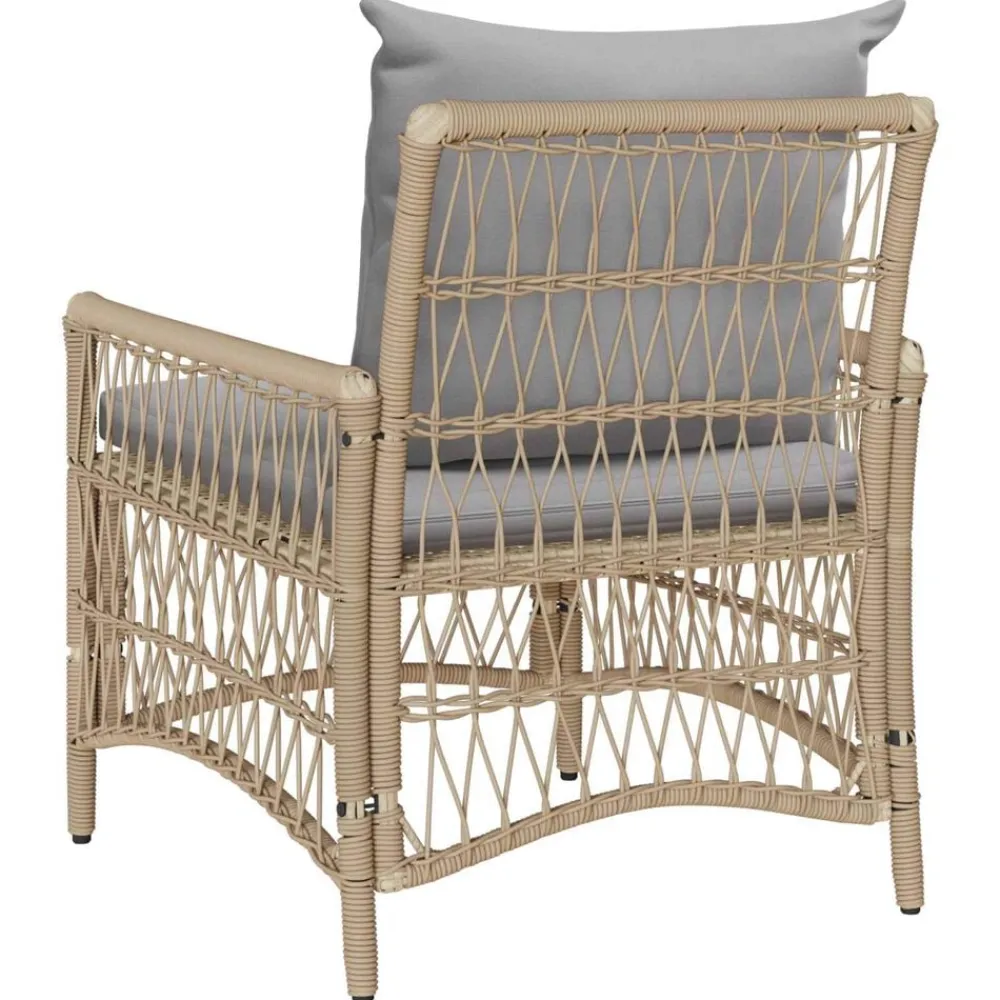 vidaXL Chaise de jardin avec coussin Beige 73 x 61 x 77 cm polyrotin