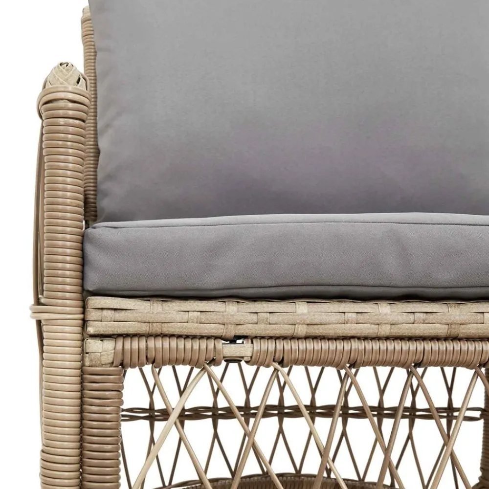vidaXL Chaise de jardin avec coussin Beige 73 x 61 x 77 cm polyrotin