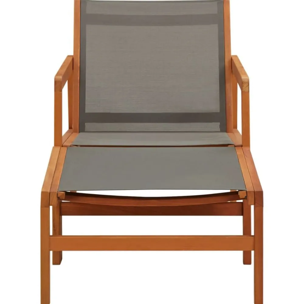 vidaXL Chaise de jardin et repose-pied Eucalyptus et textilène