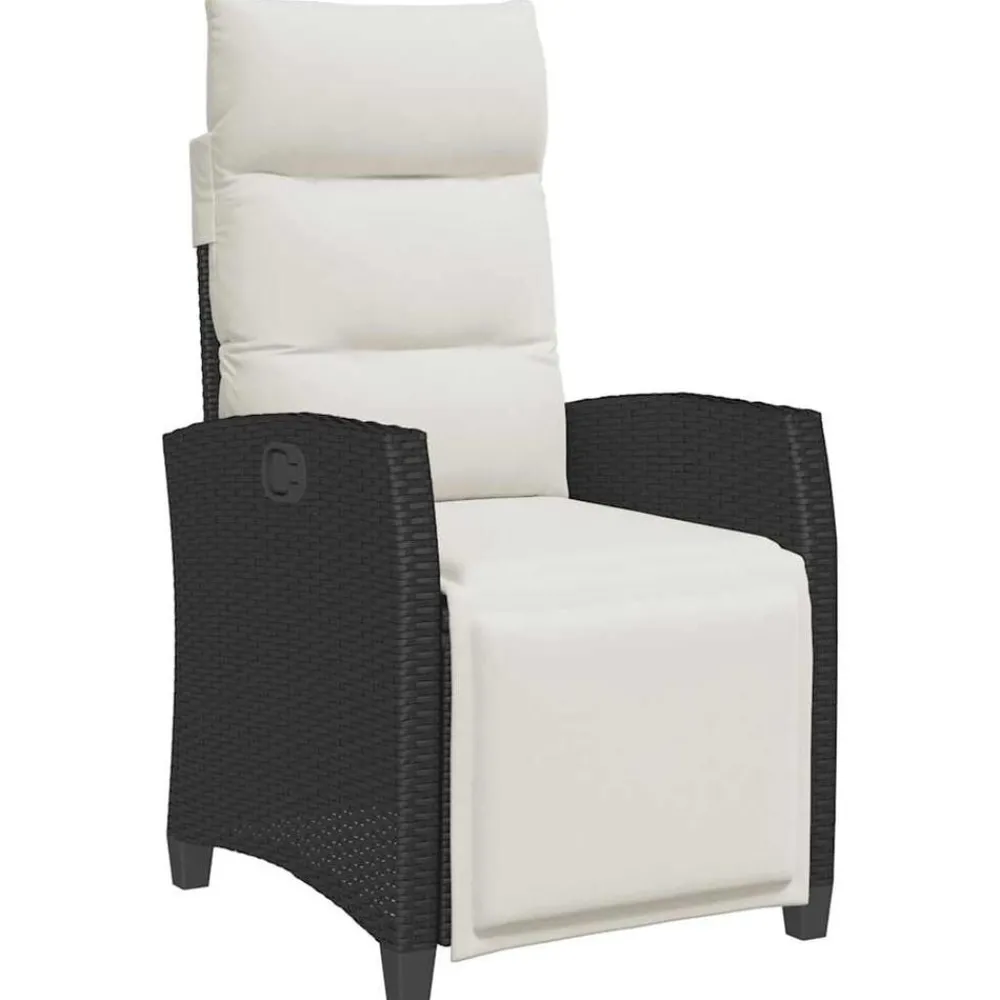 Mobilier De Jardin-vidaXL Chaise de jardin inclinable avec table d'appoint noir polyrotin Noir et crème
