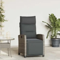 vidaXL Chaise de jardin inclinable avec table d'appoint polyrotin