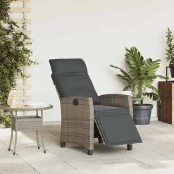 vidaXL Chaise de jardin inclinable avec table d'appoint polyrotin