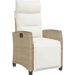 Mobilier De Jardin-vidaXL Chaise de jardin inclinable et table d'appoint beige polyrotin beige et crème