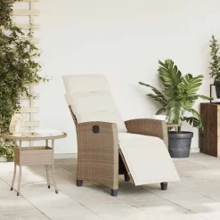 Mobilier De Jardin-vidaXL Chaise de jardin inclinable et table d'appoint beige polyrotin beige et crème