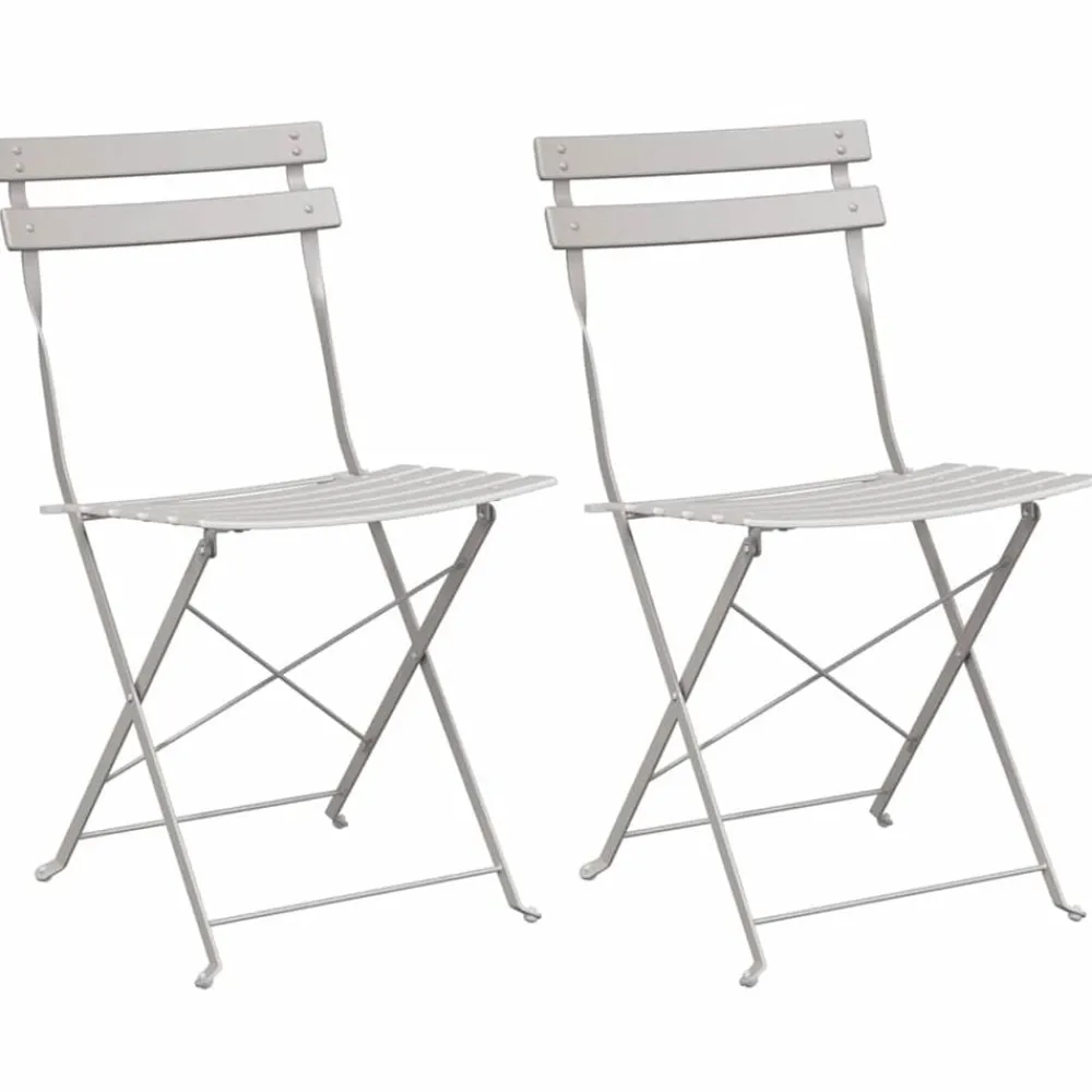 Mobilier De Jardin-vidaXL Chaise de jardin pliante 2 pcs 42 x 46 x 82cm Métal Beige