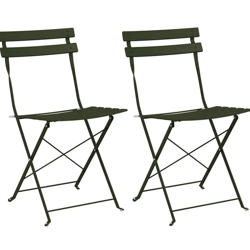 vidaXL Chaise de jardin pliante 2 pcs Vert 42 x 46 x 82cm Métal