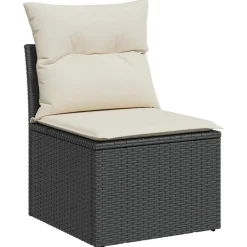 Mobilier De Jardin-vidaXL Chaise de jardin sans accoudoirs avec coussins noir poly rotin Noir et cr&egrave;me