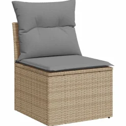 vidaXL Chaise de jardin sans accoudoirs avec coussins beige poly rotin