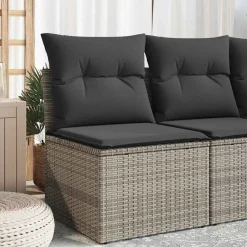 vidaXL Chaise de jardin sans accoudoirs avec coussins poly rotin