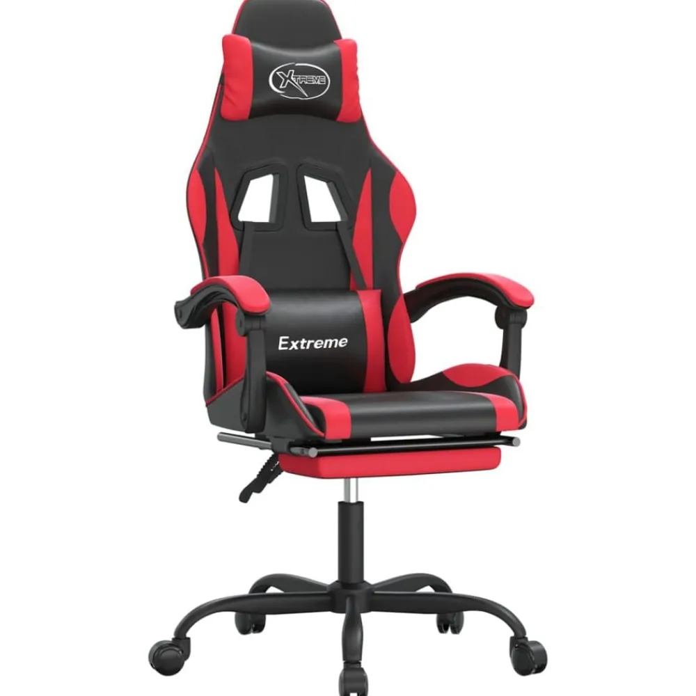 Fauteuils Et Chaises-vidaXL Chaise de jeu avec repose-pied Similicuir noir et rouge