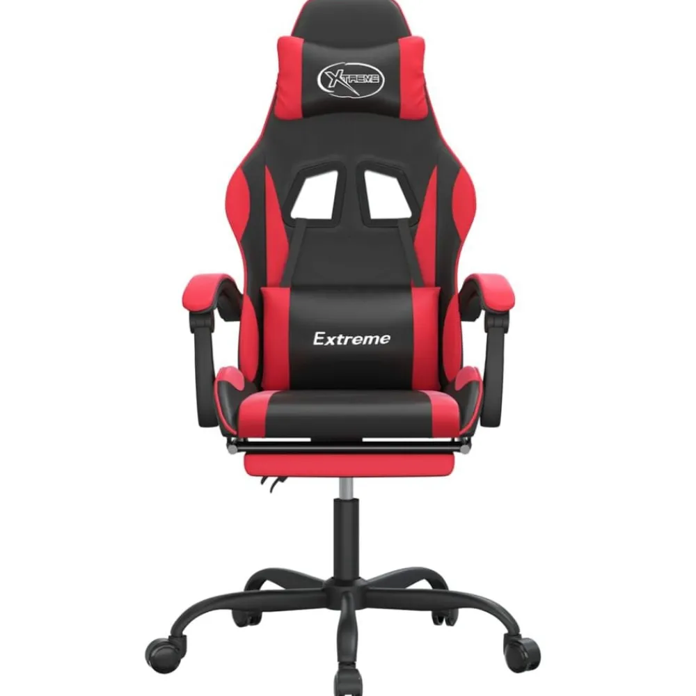 Fauteuils Et Chaises-vidaXL Chaise de jeu avec repose-pied Similicuir noir et rouge
