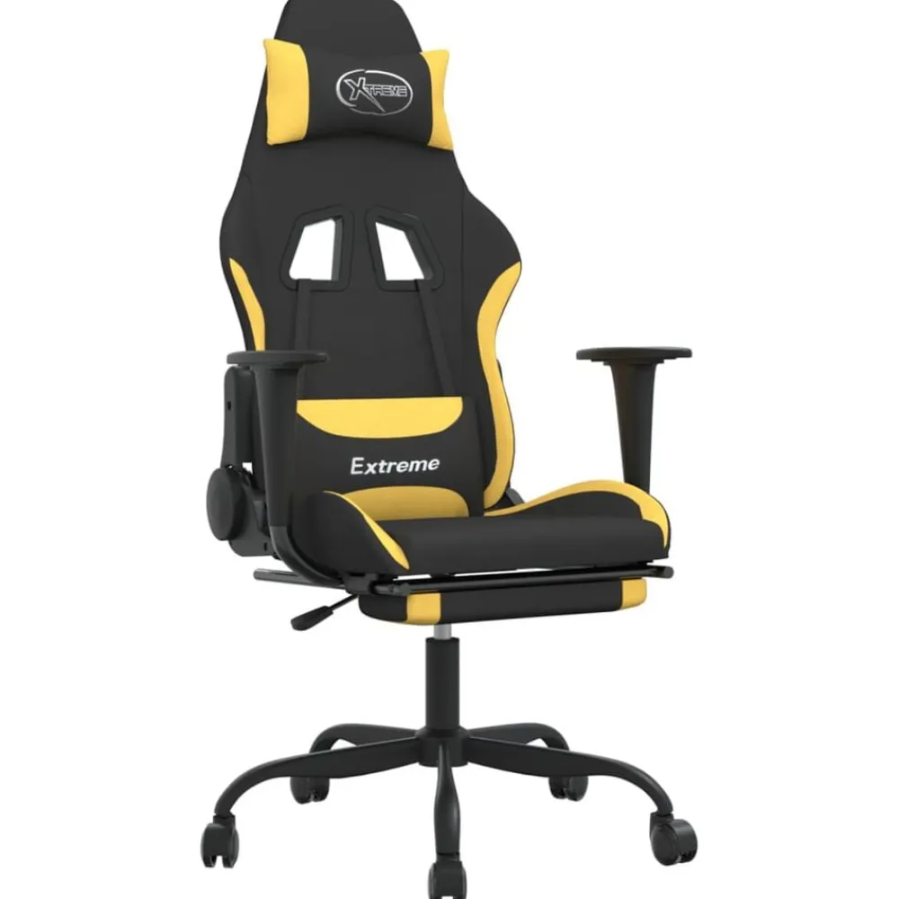 vidaXL Chaise de jeu avec repose-pied Noir et jaune Tissu