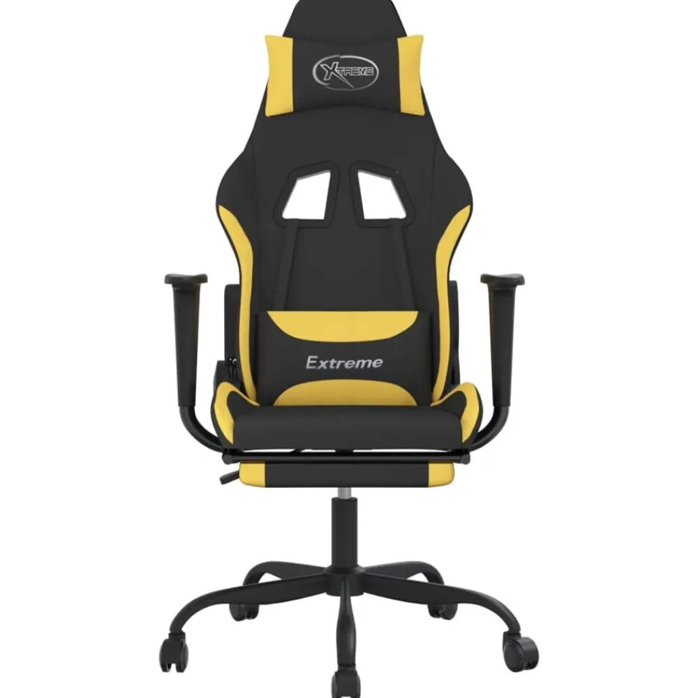vidaXL Chaise de jeu avec repose-pied Noir et jaune Tissu