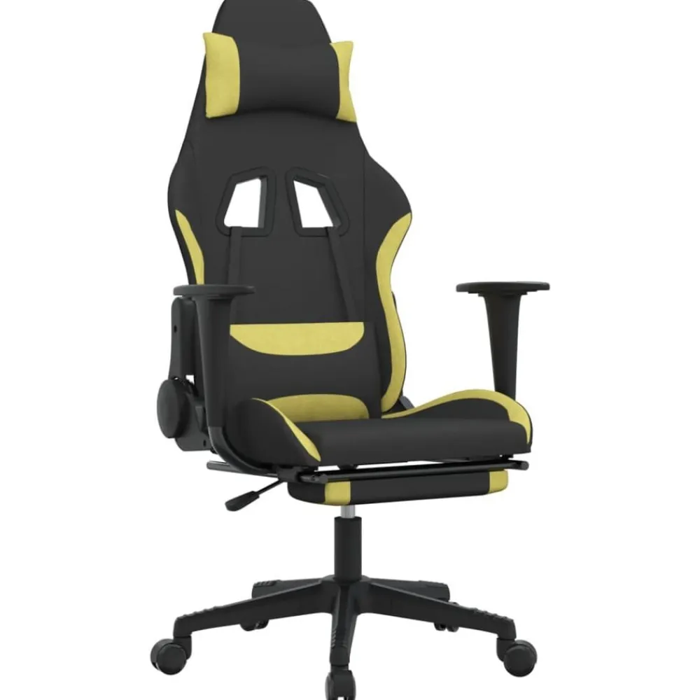 Fauteuils Et Chaises-vidaXL Chaise de jeu avec repose-pied Noir et vert clair