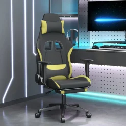 Fauteuils Et Chaises-vidaXL Chaise de jeu avec repose-pied Noir et vert clair