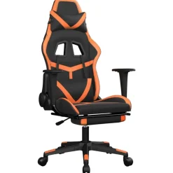 Fauteuils Et Chaises-vidaXL Chaise de jeu de massage et repose-pied Noir&Orange Similicuir Noir et orange
