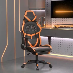 Fauteuils Et Chaises-vidaXL Chaise de jeu de massage et repose-pied Noir&Orange Similicuir Noir et orange