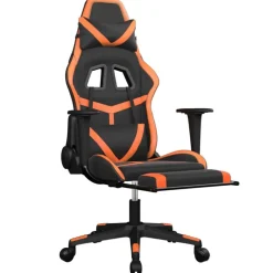 Fauteuils Et Chaises-vidaXL Chaise de jeu de massage et repose-pied Noir&Orange Similicuir Noir et orange