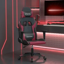 Fauteuils Et Chaises-vidaXL Chaise de jeu de massage Similicuir Noir et rouge bordeaux