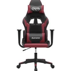 Fauteuils Et Chaises-vidaXL Chaise de jeu de massage Similicuir Noir et rouge bordeaux