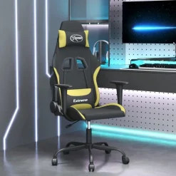 Fauteuils Et Chaises-vidaXL Chaise de jeu de massage Noir et Tissu Vert clair