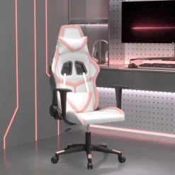 Fauteuils Et Chaises-vidaXL Chaise de jeu de massage Similicuir Blanc et rose