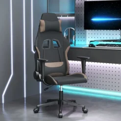 Fauteuils Et Chaises-vidaXL Chaise de jeu Tissu Noir et taupe