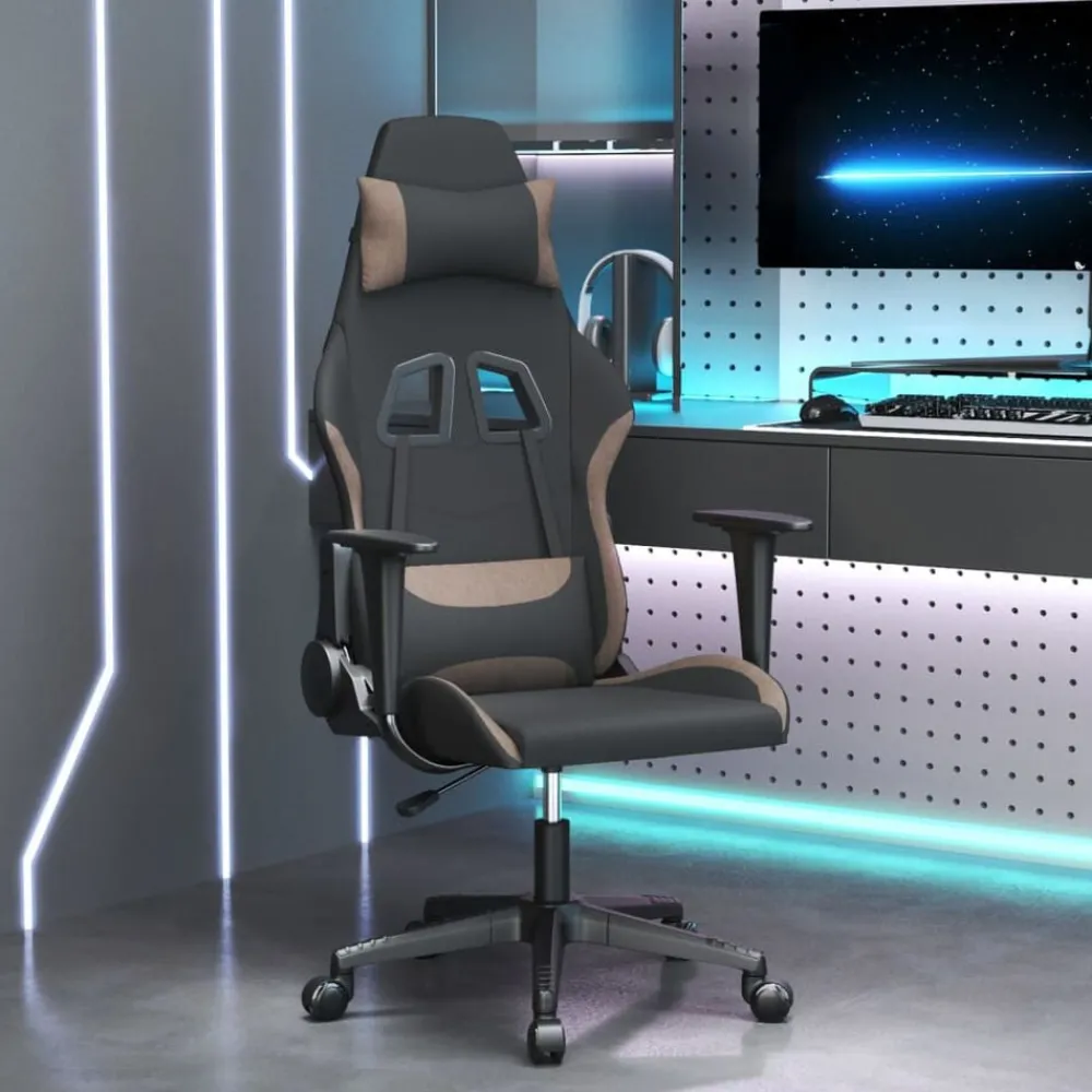 Fauteuils Et Chaises-vidaXL Chaise de jeu Tissu Noir et taupe