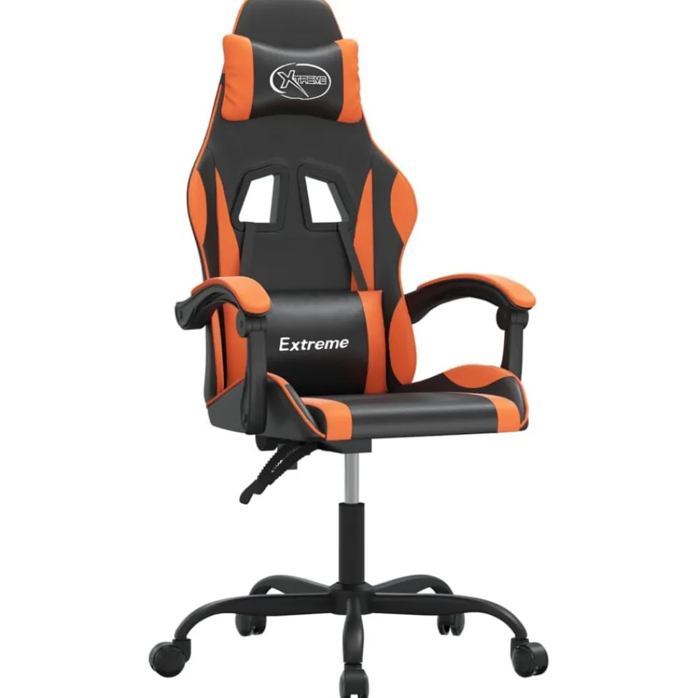 Fauteuils Et Chaises-vidaXL Chaise de jeu pivotante Similicuir Noir et orange